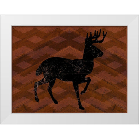Cozy Cabin Deer White Modern Wood Framed Art Print by Lula Bijoux and Company