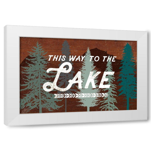 This Way To The Lake White Modern Wood Framed Art Print by Lula Bijoux and Company