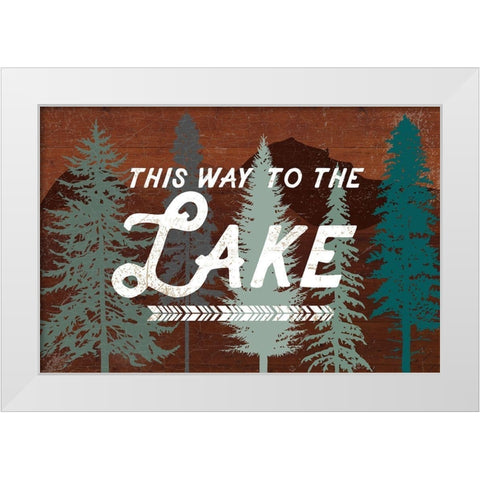 This Way To The Lake White Modern Wood Framed Art Print by Lula Bijoux and Company