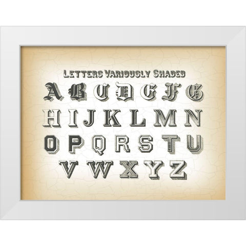 Vintage Alphabet White Modern Wood Framed Art Print by Lula Bijoux and Company