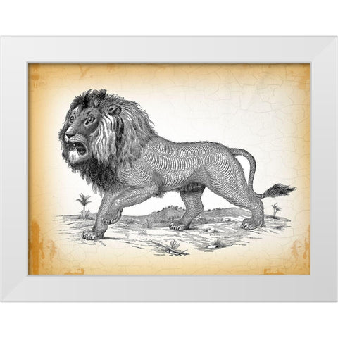 Industrial Lion White Modern Wood Framed Art Print by Lula Bijoux and Company