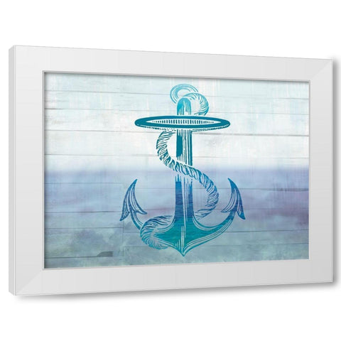 Seaside Anchor White Modern Wood Framed Art Print by Lula Bijoux and Company