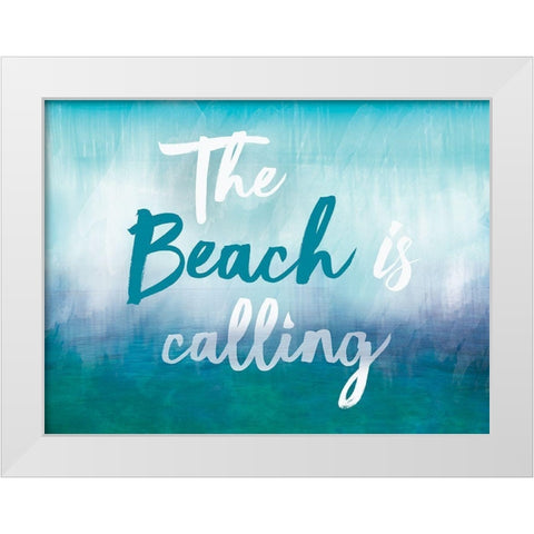 The Beach Is Calling White Modern Wood Framed Art Print by Lula Bijoux and Company