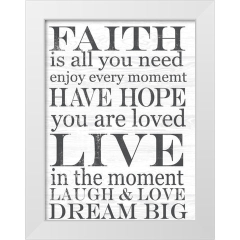 FAITH White Modern Wood Framed Art Print by Lula Bijoux and Company