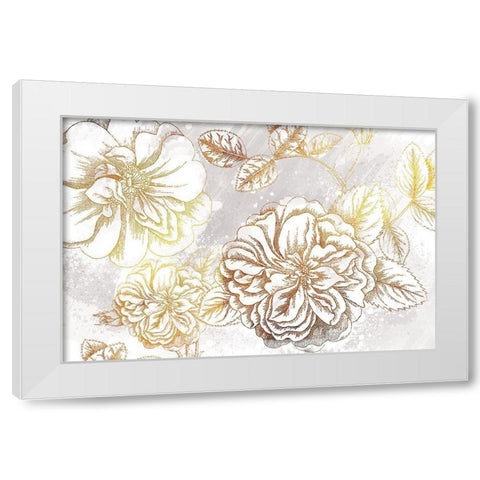 Metallic Flowers White Modern Wood Framed Art Print by Lula Bijoux and Company