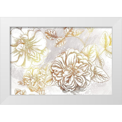 Metallic Flowers White Modern Wood Framed Art Print by Lula Bijoux and Company