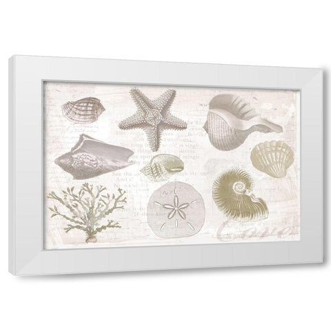 Soft Shell Collage White Modern Wood Framed Art Print by Lula Bijoux and Company