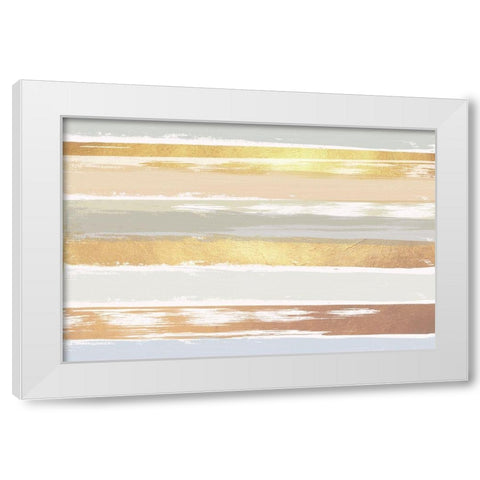 Golden Wave White Modern Wood Framed Art Print by Lula Bijoux and Company