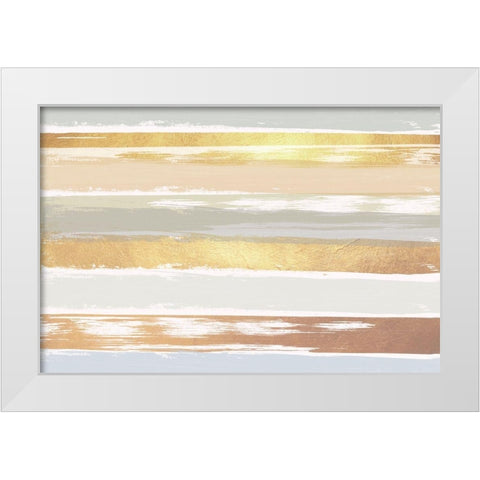 Golden Wave White Modern Wood Framed Art Print by Lula Bijoux and Company