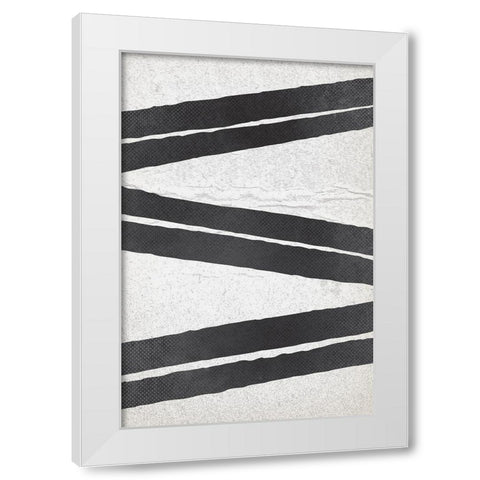 BW Minimalist Zig Zag 1 White Modern Wood Framed Art Print by Lula Bijoux and Company