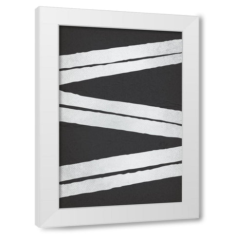 BW Minimalist Zig Zag 2 White Modern Wood Framed Art Print by Lula Bijoux and Company