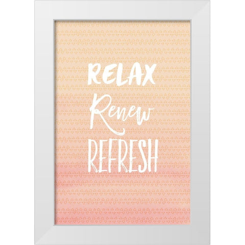 Relax Renew White Modern Wood Framed Art Print by Lula Bijoux and Company