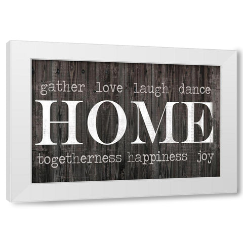 Home Words White Modern Wood Framed Art Print by Lula Bijoux and Company