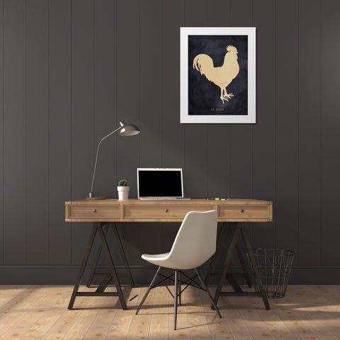 Rooster White Modern Wood Framed Art Print by Lula Bijoux And Company