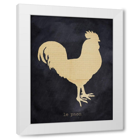 Rooster White Modern Wood Framed Art Print by Lula Bijoux And Company