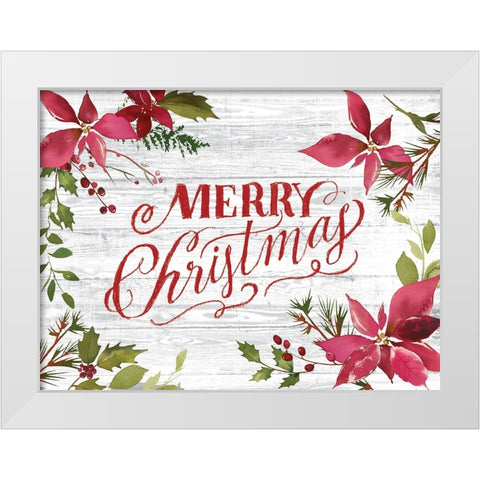 Handwritten Holiday White Modern Wood Framed Art Print by Lula Bijoux And Company