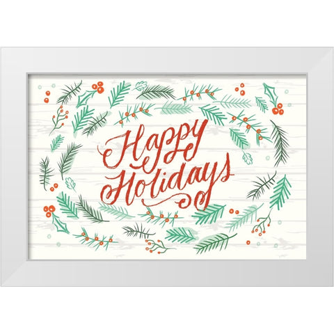 Happy Holidays 1 White Modern Wood Framed Art Print by Lula Bijoux And Company