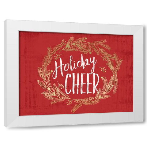 Holiday Cheer V2 White Modern Wood Framed Art Print by Lula Bijoux And Company