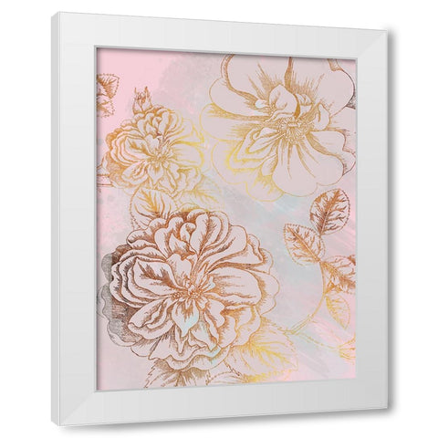 Floral Gold 1 White Modern Wood Framed Art Print by Lula Bijoux and Company