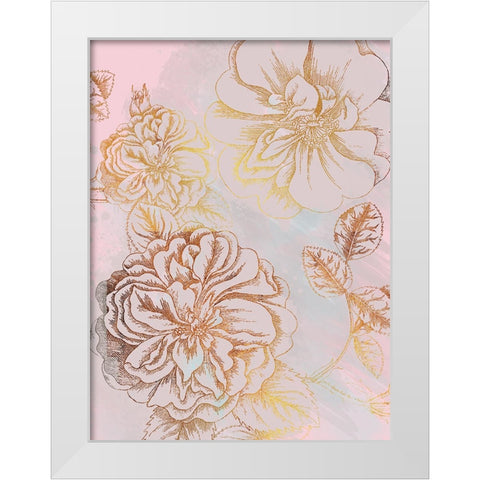 Floral Gold 1 White Modern Wood Framed Art Print by Lula Bijoux and Company