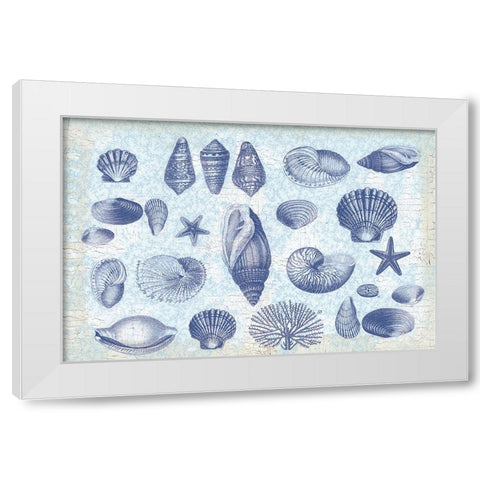 Casual Coastal Shells White Modern Wood Framed Art Print by Lula Bijoux and Company