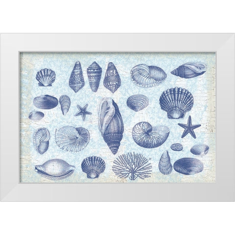 Casual Coastal Shells White Modern Wood Framed Art Print by Lula Bijoux and Company