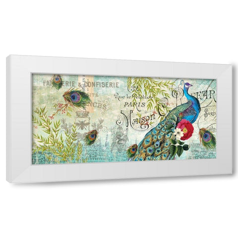 Peacock  White Modern Wood Framed Art Print by Allen, Candace