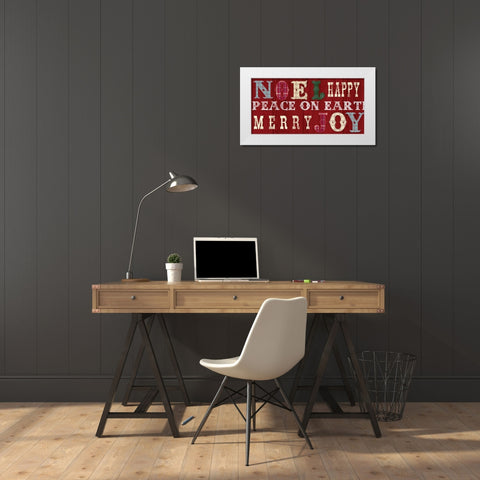 Noel Peace On Earth White Modern Wood Framed Art Print by Lula Bijoux And Company