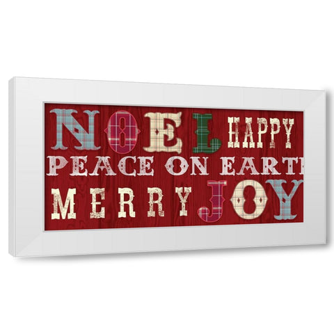 Noel Peace On Earth White Modern Wood Framed Art Print by Lula Bijoux And Company
