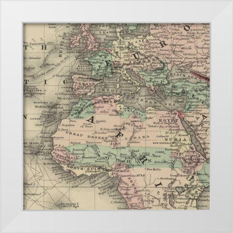 Africa Map White Modern Wood Framed Art Print by Allen, Candace