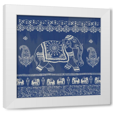 Boho Elephant Blue White Modern Wood Framed Art Print by Allen, Candace