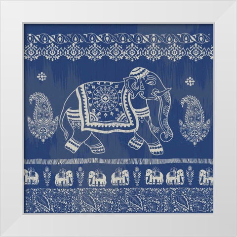 Boho Elephant Blue White Modern Wood Framed Art Print by Allen, Candace