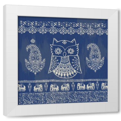 Boho Owl Blue White Modern Wood Framed Art Print by Allen, Candace