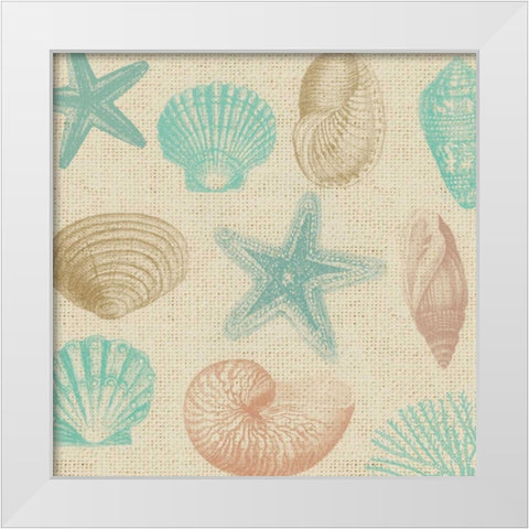 New Beachcomber Shells 1 White Modern Wood Framed Art Print by Lula Bijoux and Company