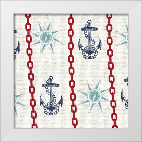 Nautical Pattern 2 White Modern Wood Framed Art Print by Allen, Candace