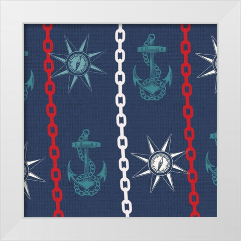 Nautical Pattern 4 White Modern Wood Framed Art Print by Allen, Candace