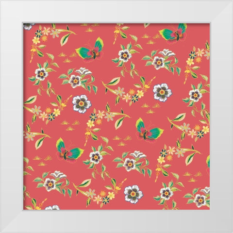 Kimono Quilt Toss 3 White Modern Wood Framed Art Print by Allen, Candace
