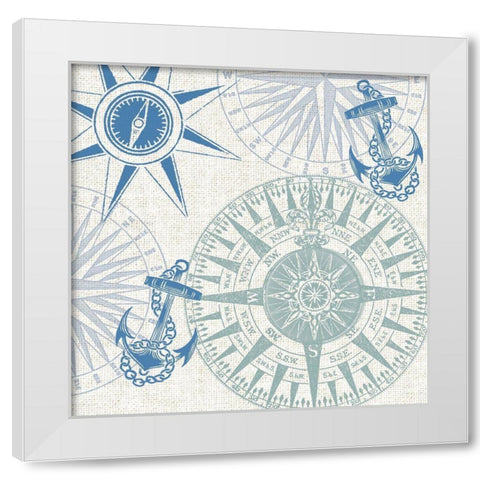 By The Sea Compass Rose 1 White Modern Wood Framed Art Print by Allen, Candace