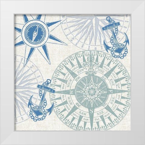 By The Sea Compass Rose 1 White Modern Wood Framed Art Print by Allen, Candace
