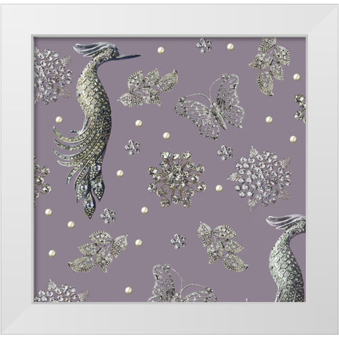 Gem Brooch White Modern Wood Framed Art Print by Allen, Candace