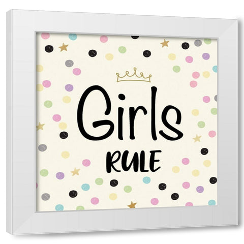 Girls Rule White Modern Wood Framed Art Print by Lula Bijoux and Company