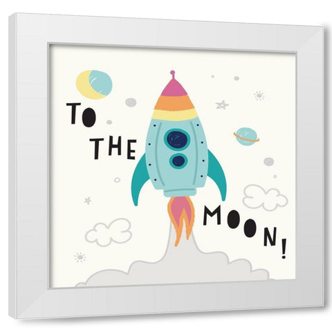 Rocket Man White Modern Wood Framed Art Print by Lula Bijoux and Company