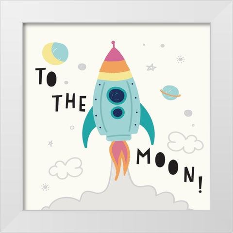 Rocket Man White Modern Wood Framed Art Print by Lula Bijoux and Company
