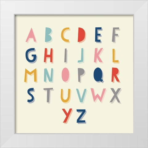 Colorful Alphabet 1 White Modern Wood Framed Art Print by Lula Bijoux and Company