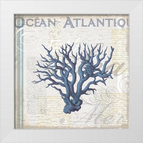 Coastal Coral White Modern Wood Framed Art Print by Lula Bijoux and Company