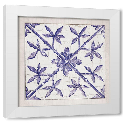 Tile Bleu 2 White Modern Wood Framed Art Print by Lula Bijoux and Company