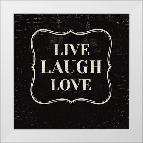 Live Laugh Love White Modern Wood Framed Art Print by Lula Bijoux and Company