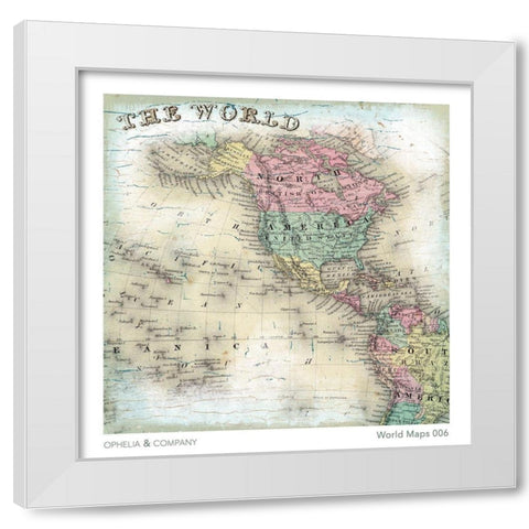 The World 2 White Modern Wood Framed Art Print by Lula Bijoux and Company