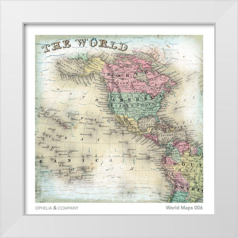 The World 2 White Modern Wood Framed Art Print by Lula Bijoux and Company