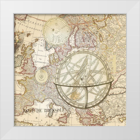 World Map with Solar White Modern Wood Framed Art Print by Lula Bijoux and Company